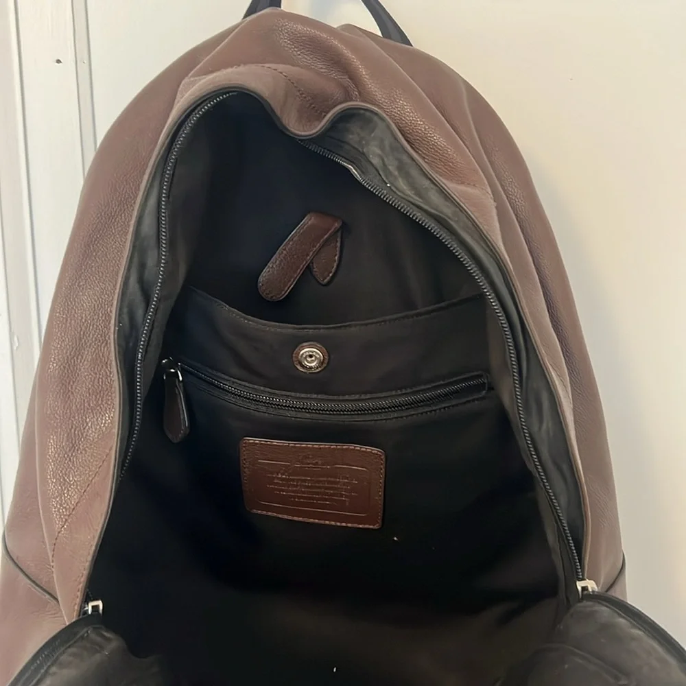 Coach Brown Classic Backpack with Metallic Finish - Picture 3 of 4